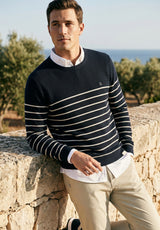 Jersey Cuello Caja Rayas Marino