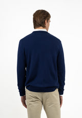 Jersey Cuello Caja Raya Tricotada Marino