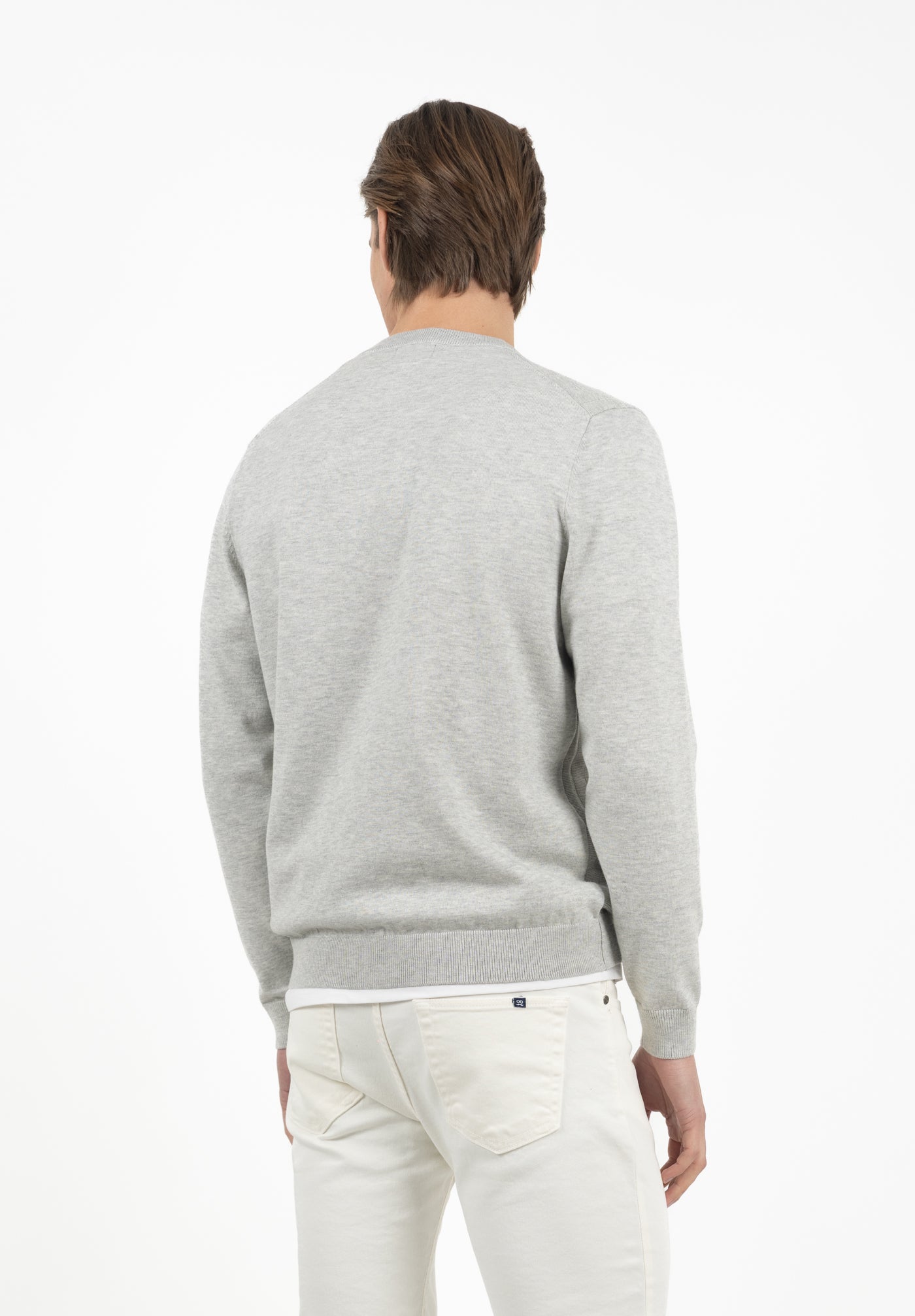 Jersey Cuello Caja Raya Tricotada Gris Claro