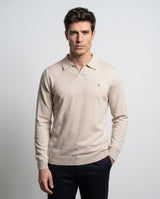 Jersey Liso Cuello Polo Blanco Roto