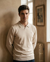 Jersey Liso Cuello Polo Blanco Roto