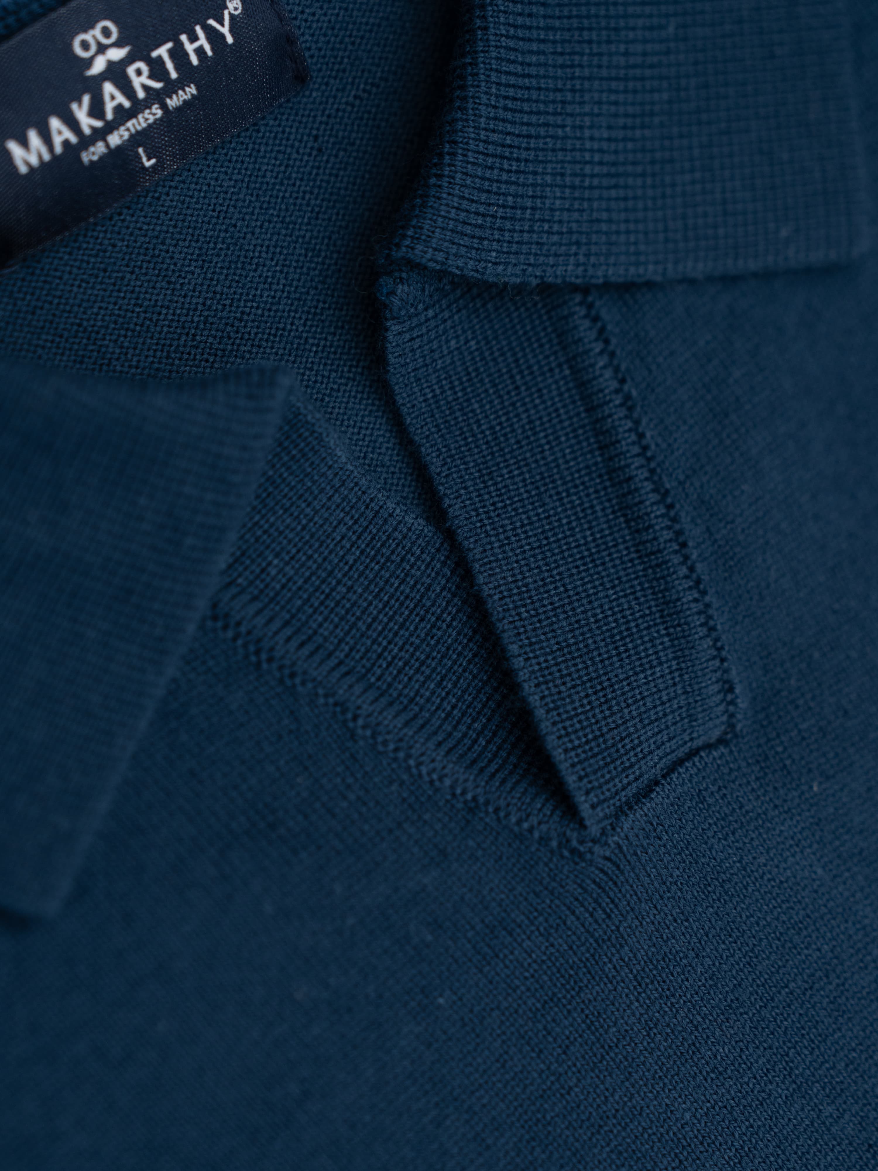 Jersey Liso Cuello Polo Azul Medianoche