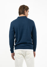 Jersey Liso Cuello Polo Azul Medianoche