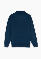 Jersey Liso Cuello Polo Azul Medianoche