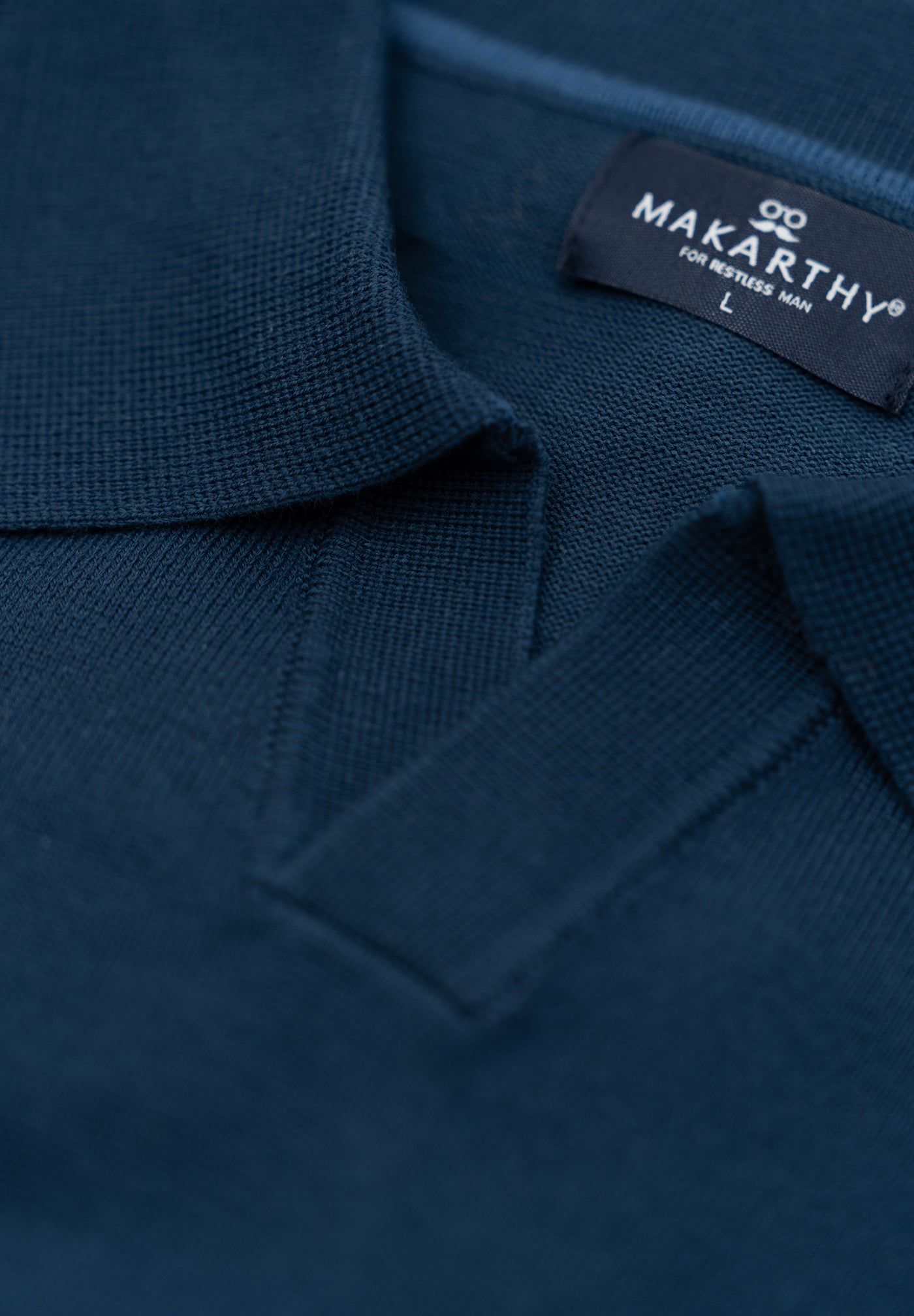 Jersey Liso Cuello Polo Azul Medianoche