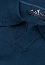 Jersey Liso Cuello Polo Azul Medianoche
