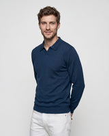 Jersey Liso Cuello Polo Azul Medianoche