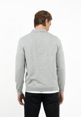 Jersey Liso Cuello Polo Gris Claro