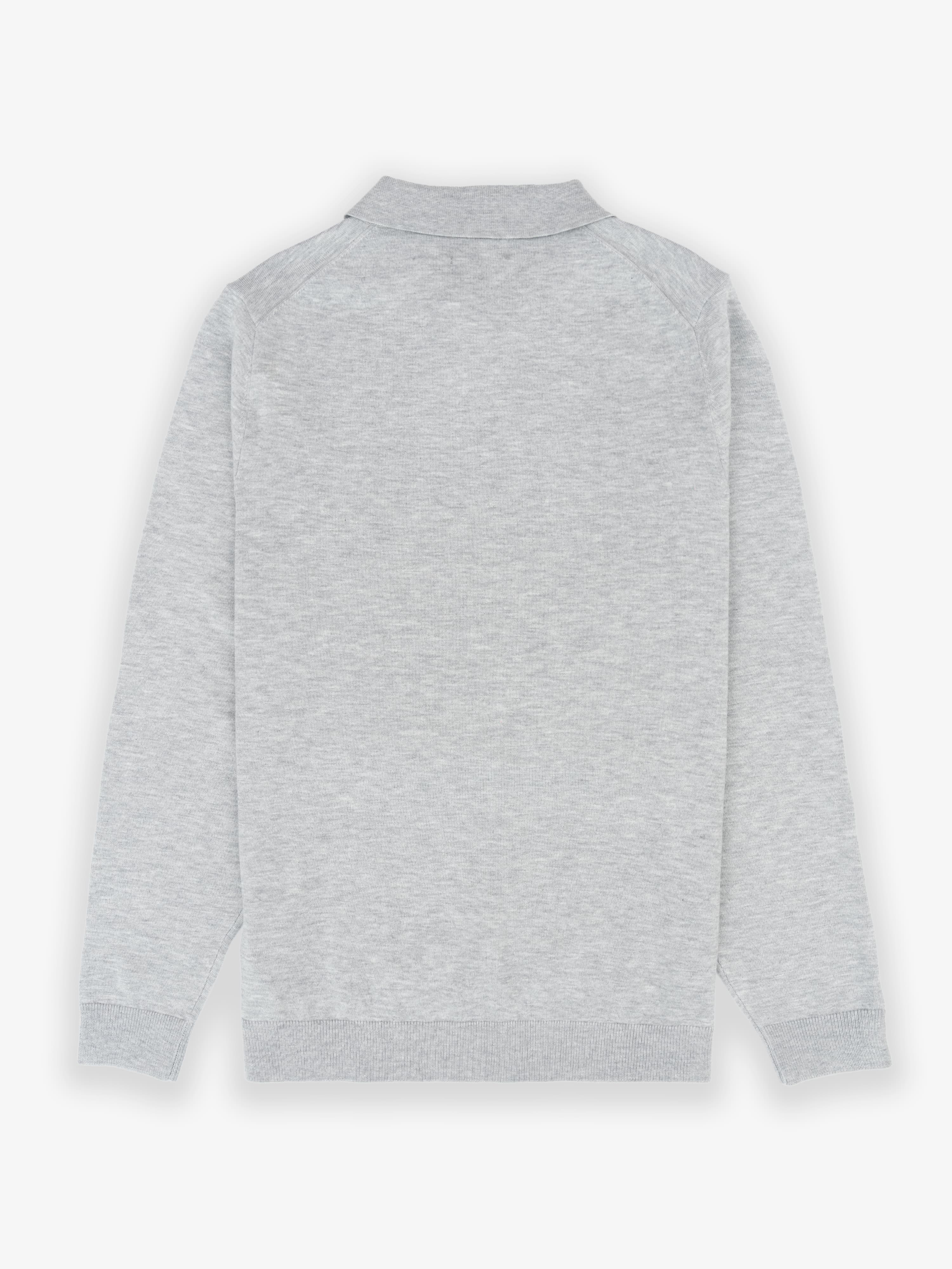 Jersey Liso Cuello Polo Gris Claro