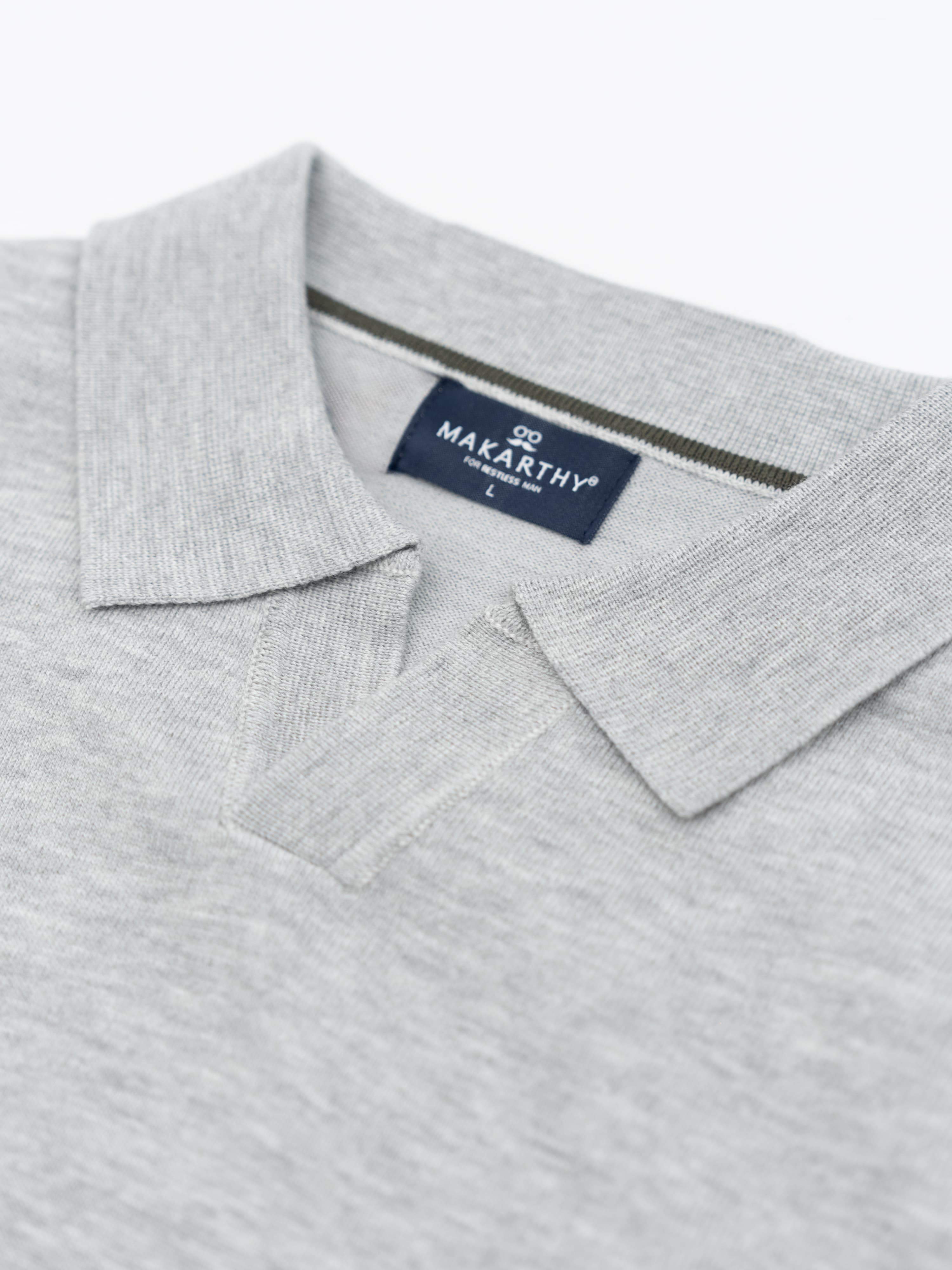 Jersey Liso Cuello Polo Gris Claro