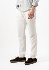 Pantalón Chino Vestir Lino Blanco Roto