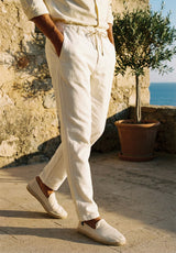 Pantalón Cintura Elástica Blanco Roto