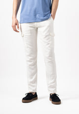 Pantalón Cargo Lino Blanco Roto