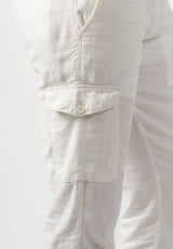 Pantalón Cargo Lino Blanco Roto