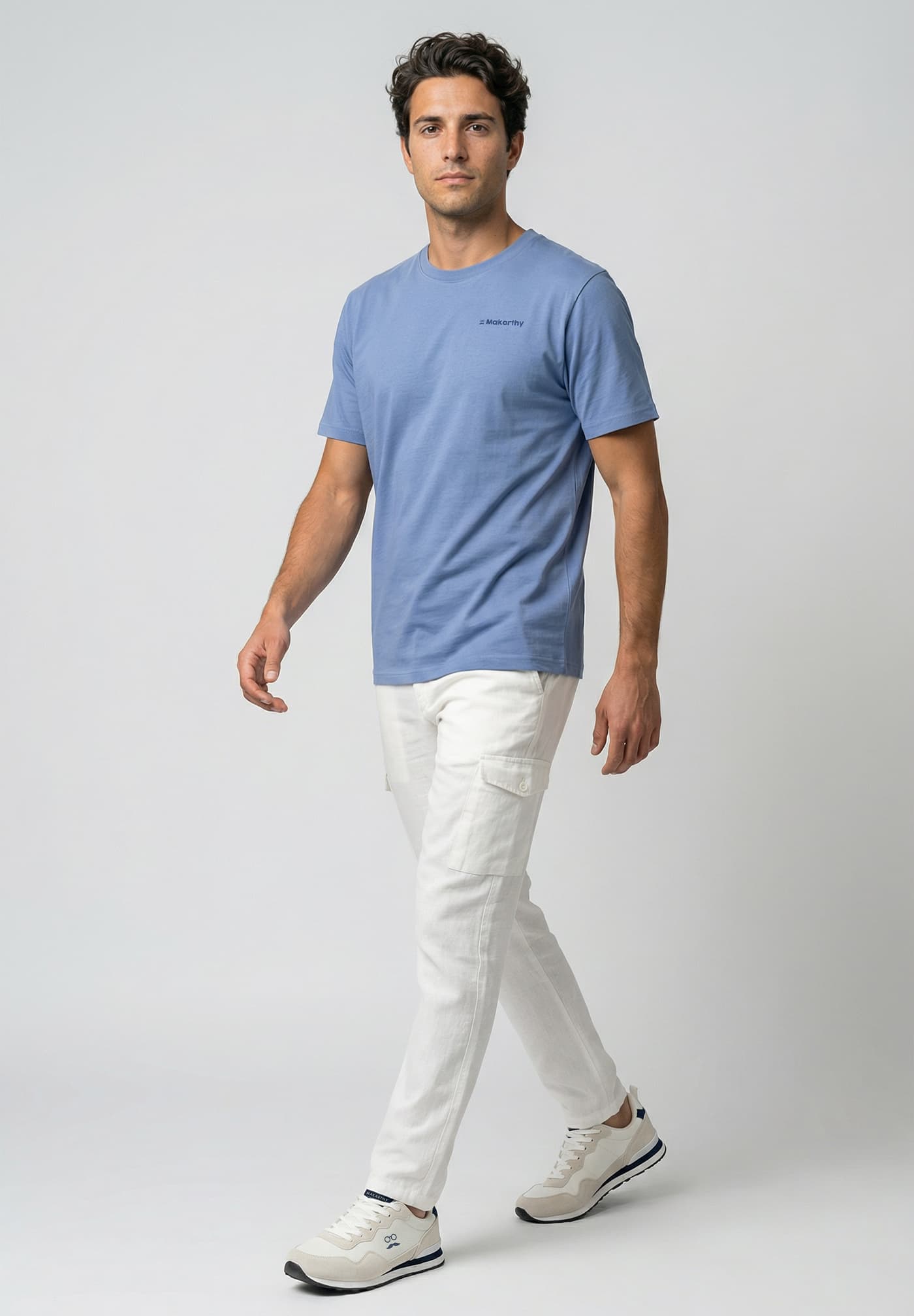 Pantalón Cargo Lino Blanco Roto