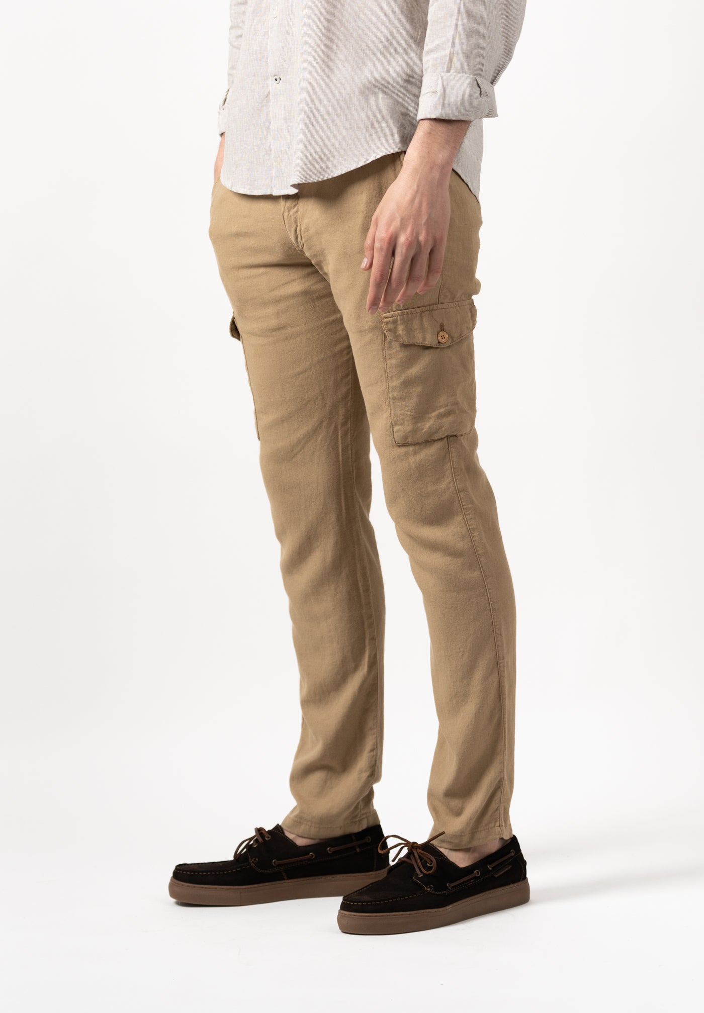Pantalón Cargo Lino Camel