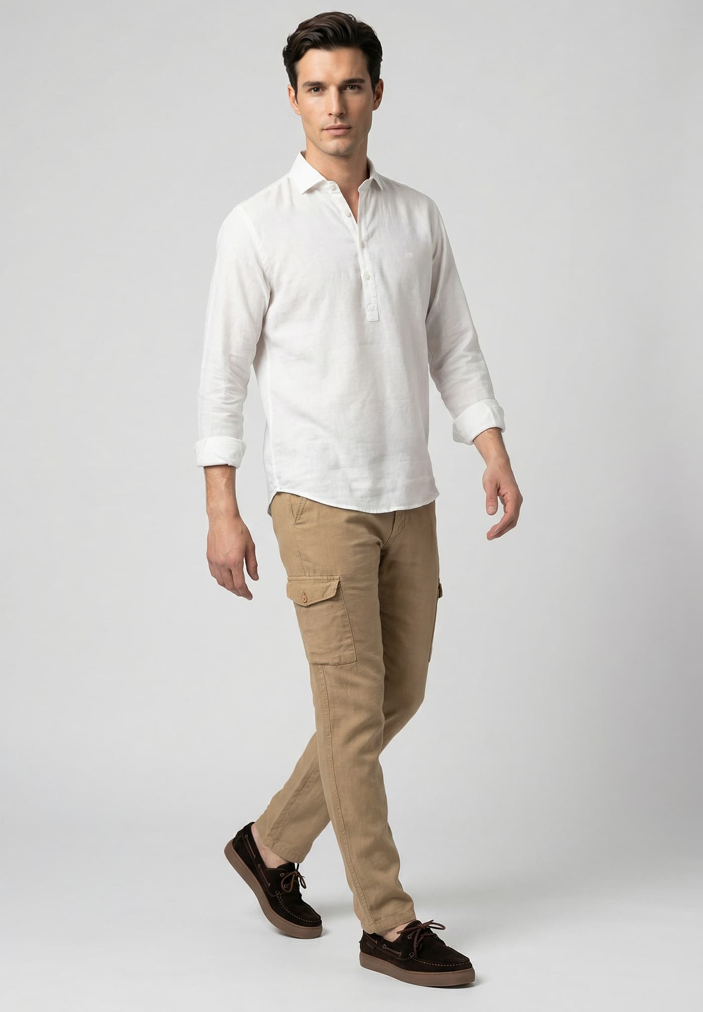 Pantalón Cargo Lino Camel