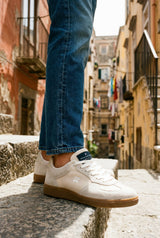 Zapatillas Retro Tejido Blanco Roto