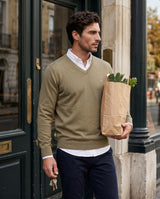 Jersey Cuello Pico Camel