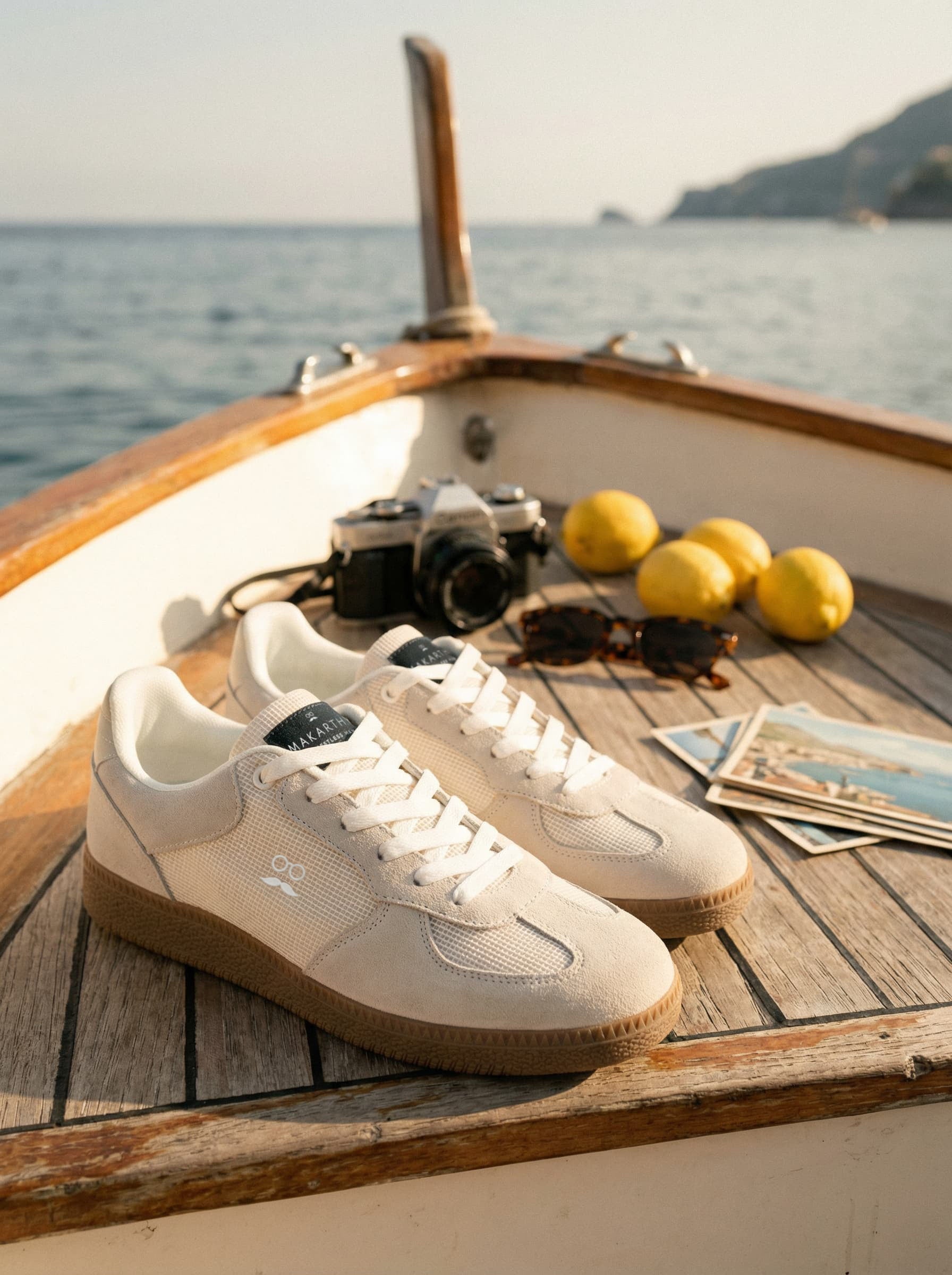 Retro Off-White Fabric Sneakers