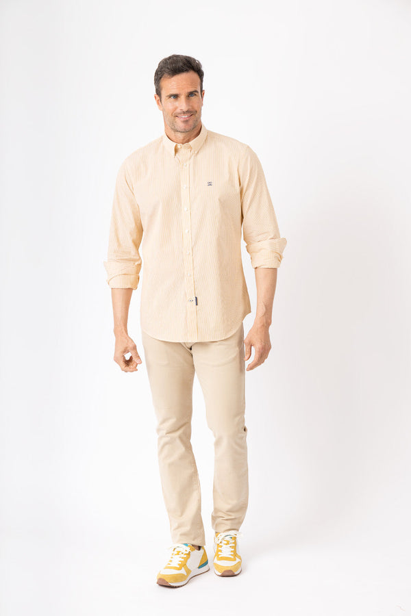 Camisa Oxford Rayas Naranja