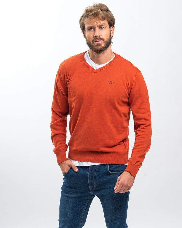 Jersey Cuello Pico Terracota