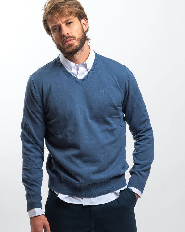 Jersey Cuello Pico Azulón