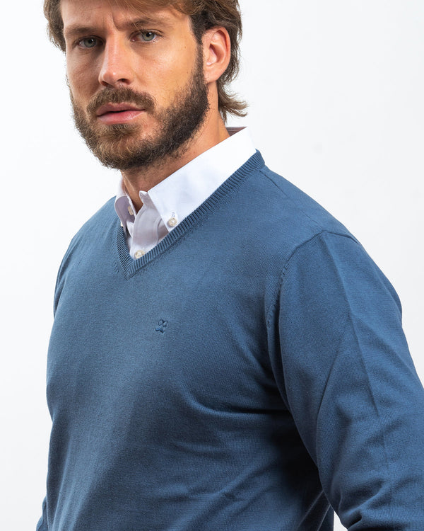 Jersey Cuello Pico Azulón