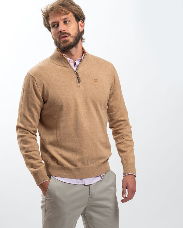 Jersey Cuello Zip Canela