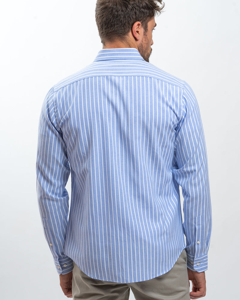 Camisa Striped Oxford Celeste