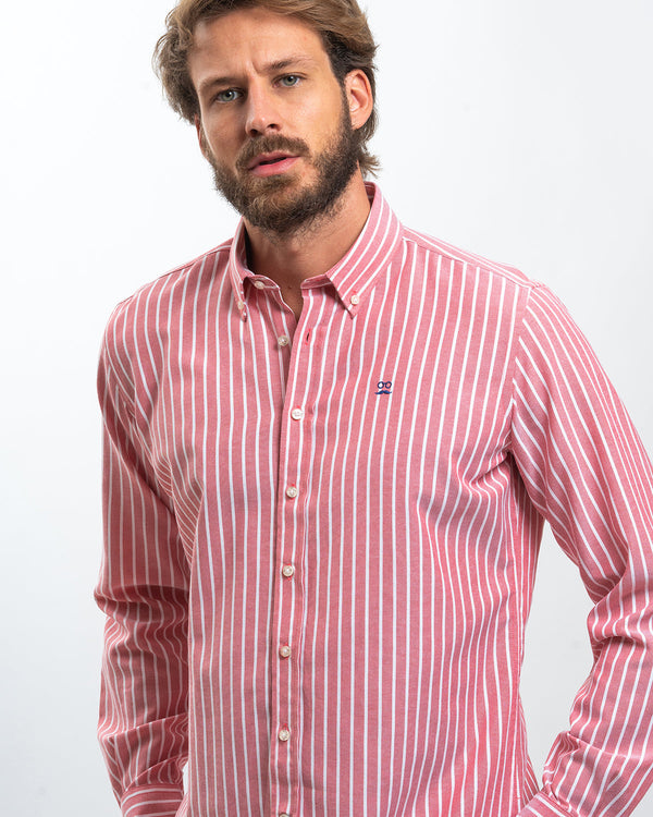 Camisa Striped Oxford Rojo