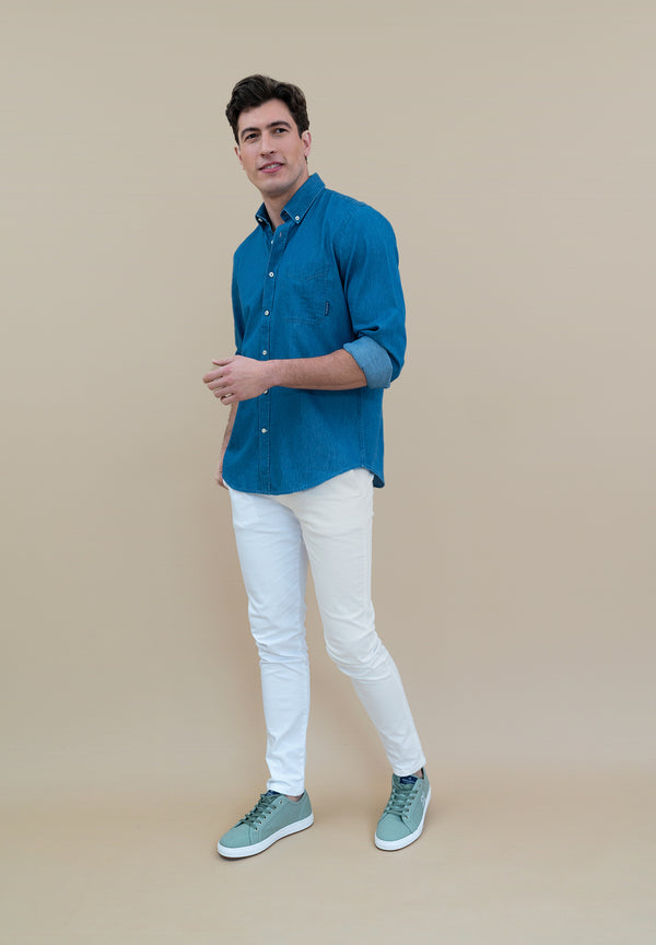 Camisa Denim Azul Medio