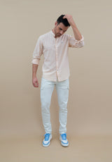 Mykonos Striped Mandarin Collar Amber Shirt