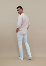 Mykonos Striped Mandarin Collar Amber Shirt