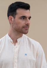 Mykonos Striped Mandarin Collar Amber Shirt