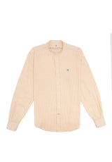 Mykonos Striped Mandarin Collar Amber Shirt