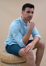 Mykonos Striped Mao Blue Mykonos Shirt