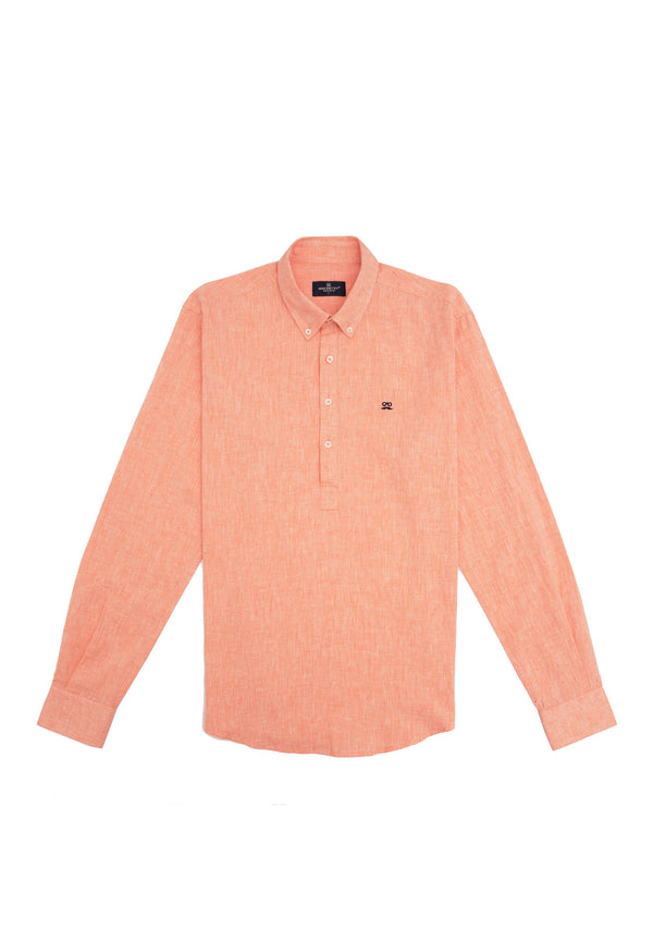 Camisa Polera Cuello Botón Rojizo
