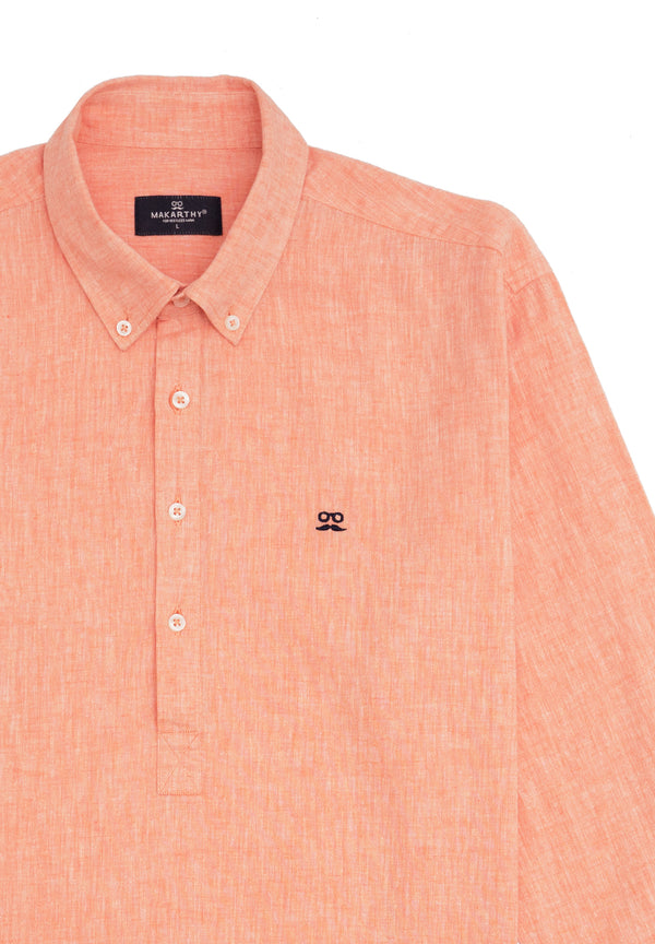 Camisa Polera Cuello Botón Rojizo