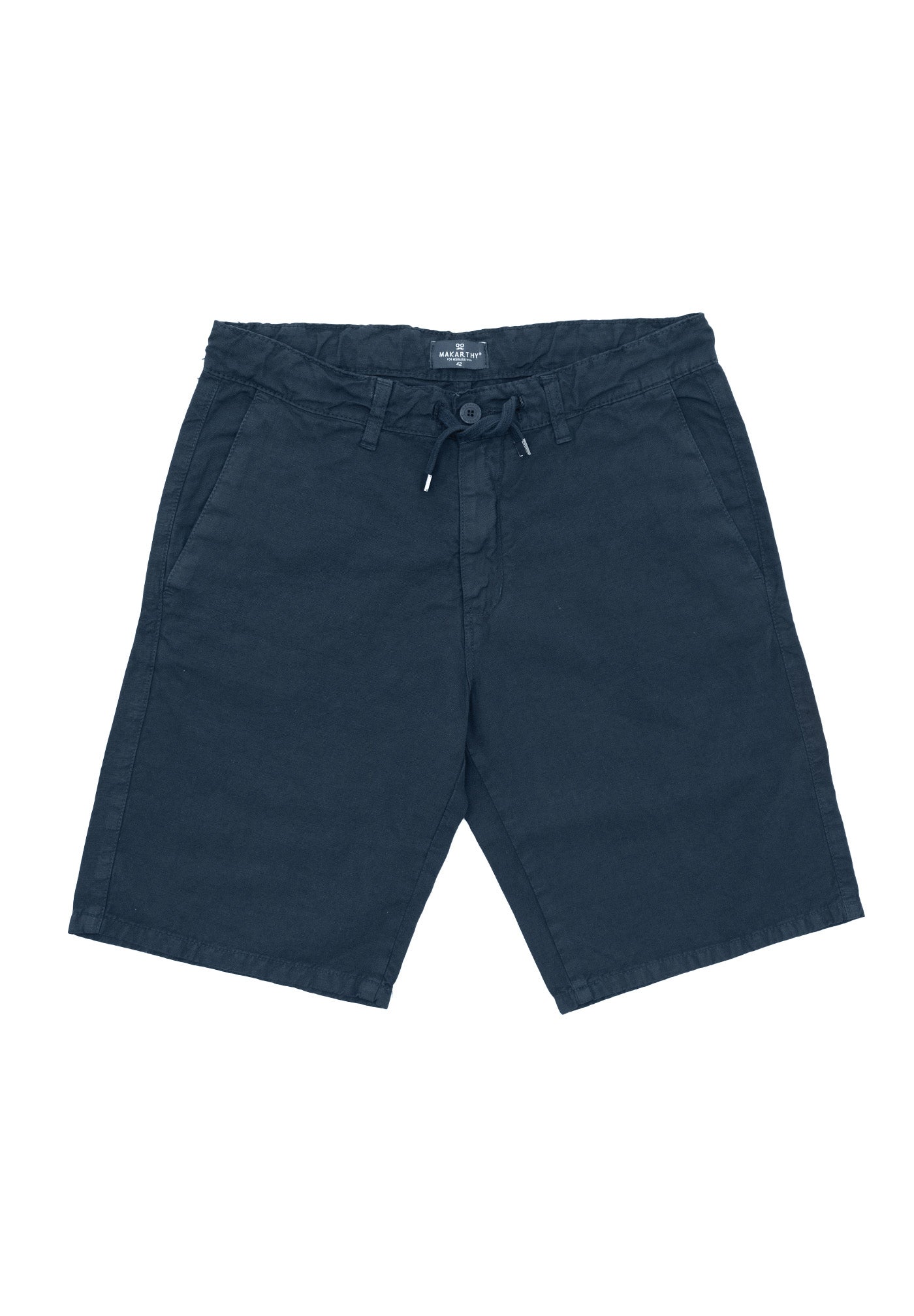 Navy Linen Bermuda Shorts