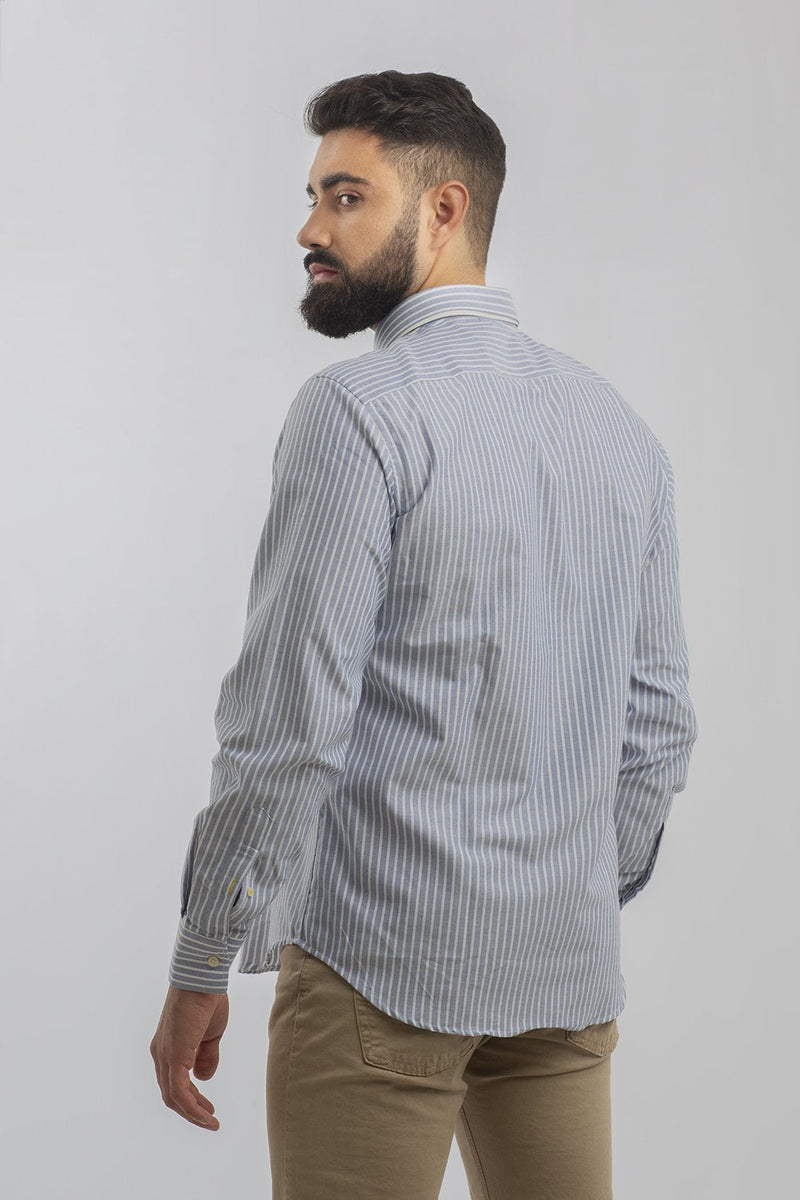 Camisa Oxford Rayas Ancha Marino