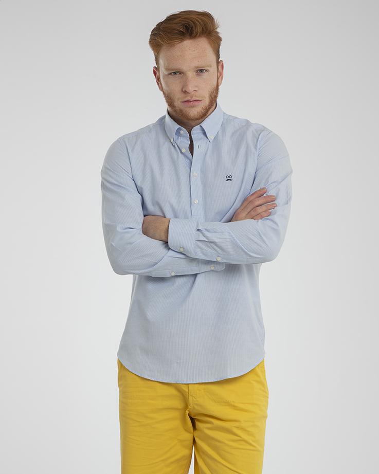 Sky Blue Striped Polo Shirt