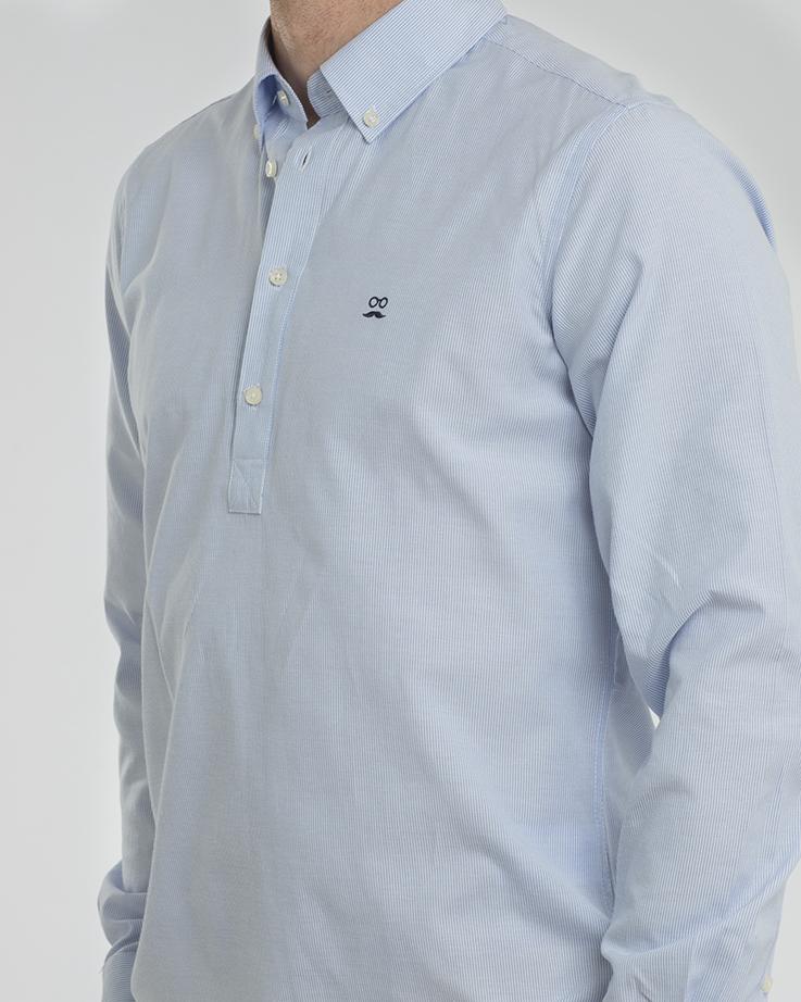 Sky Blue Striped Polo Shirt