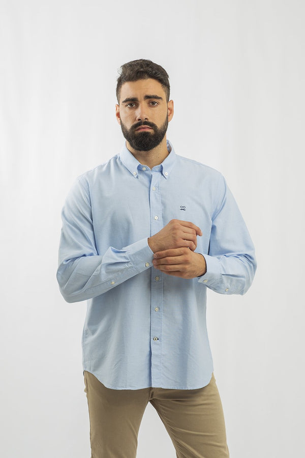 Camisa Sport Tejido Oxford Azul Claro