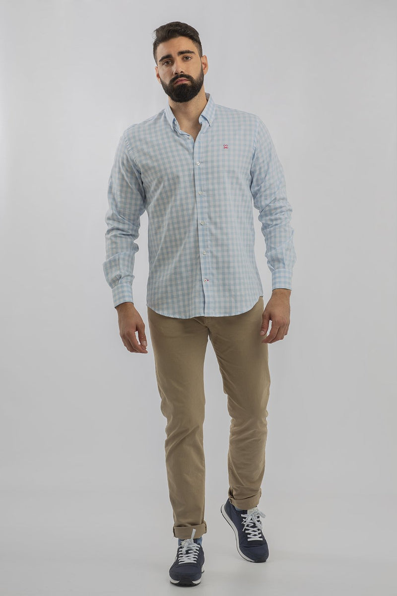 Camisa Cuadros Delave Celeste