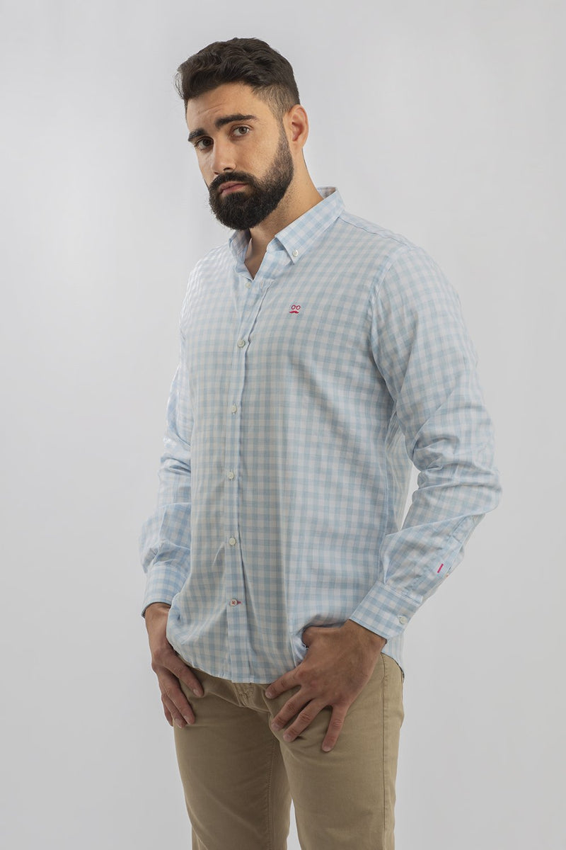 Camisa Cuadros Delave Celeste